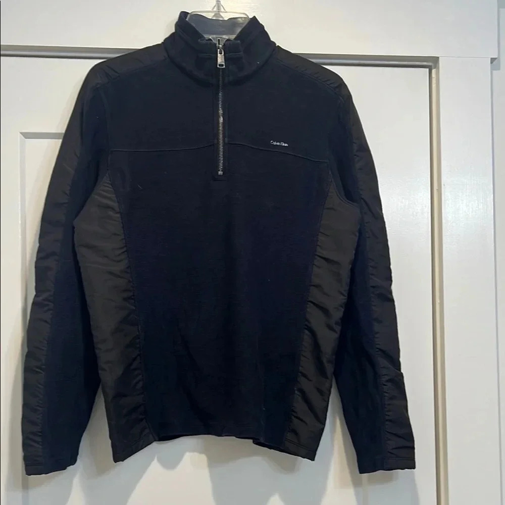 Calvin Klein navy blue and black half zip pullover size small.